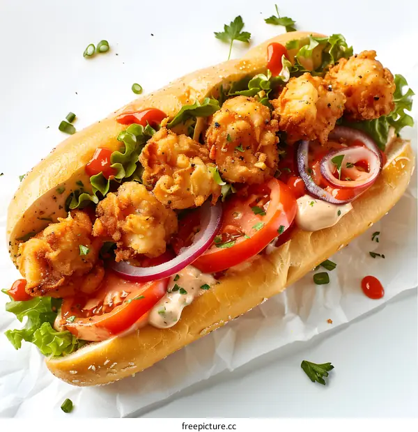 Delicious Shrimp Po Boy Sandwich