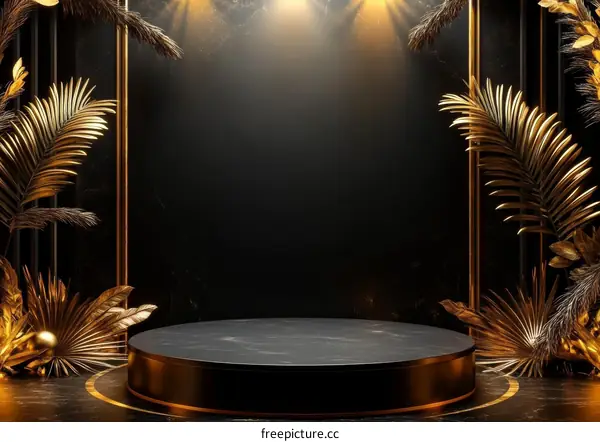 Luxury Gold and Black Podium Display Background