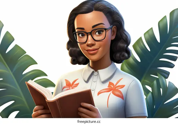 Portrait of a young woman reading a book