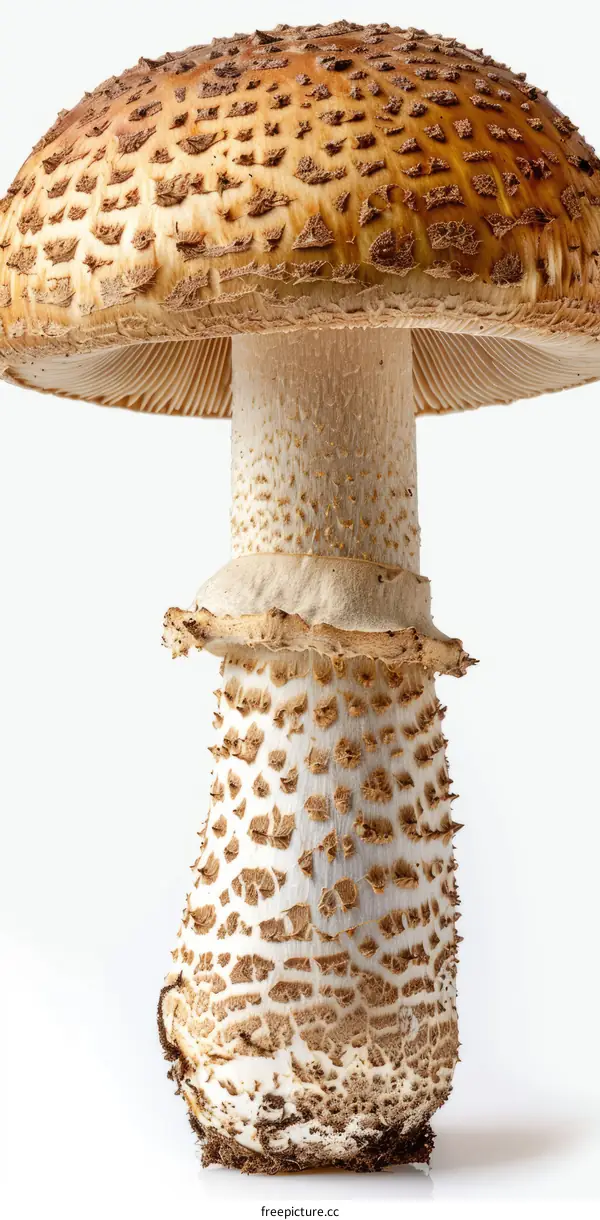 close up photo of a brown mushroom with a white background