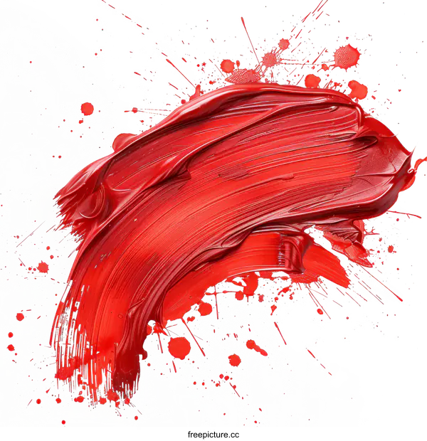 [Transparent Background PNG]Red Paint Stroke on White Background