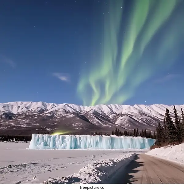 Frozen Lake With Aurora Borealis