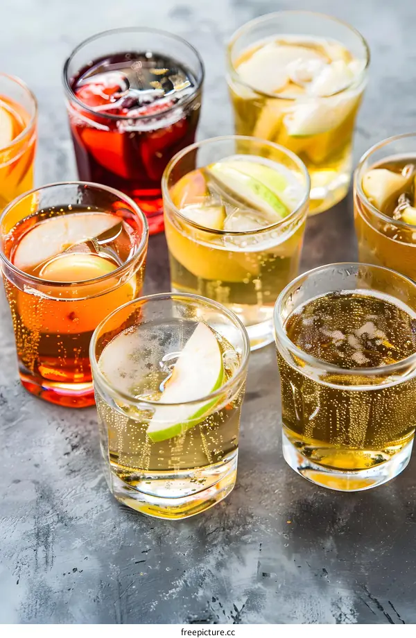 Close Up of Apple Cider Drinks in Glass