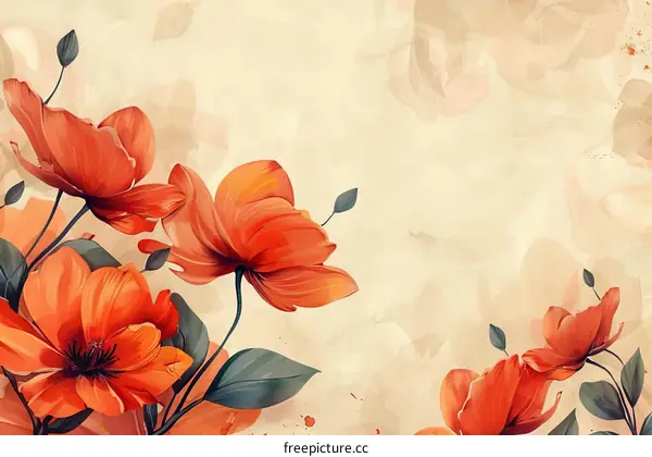 Hand-painted Red Flowers Background
