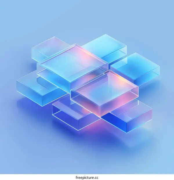 Blue translucent 3D cubes