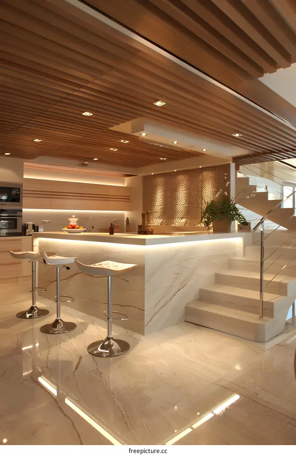 modern minimalist marble kitchen interior design