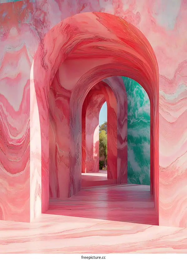 Abstract Pink Marble Arches Architecture Interior Design