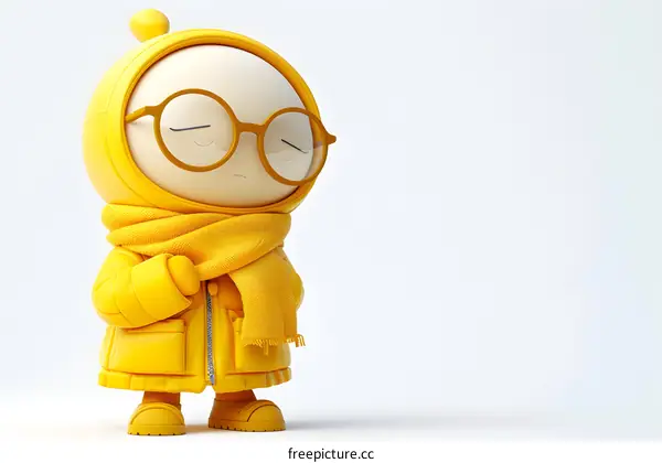 Cute Cartoon Character in a Yellow Coat