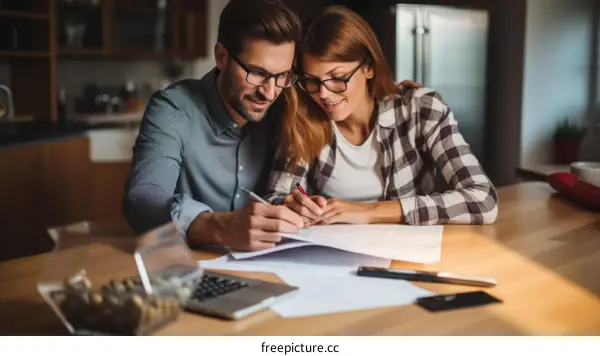 Couple Signing Paperwork Together