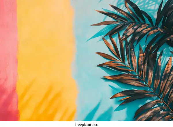 Vibrant Summer Color Palette with Tropical Leaves