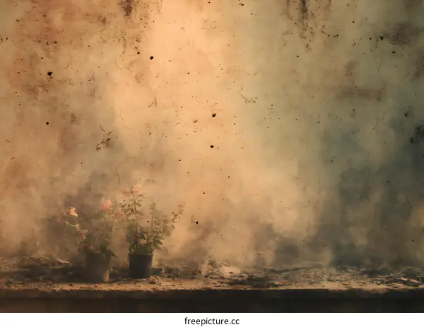 Vintage Dusty Wall with Flowers