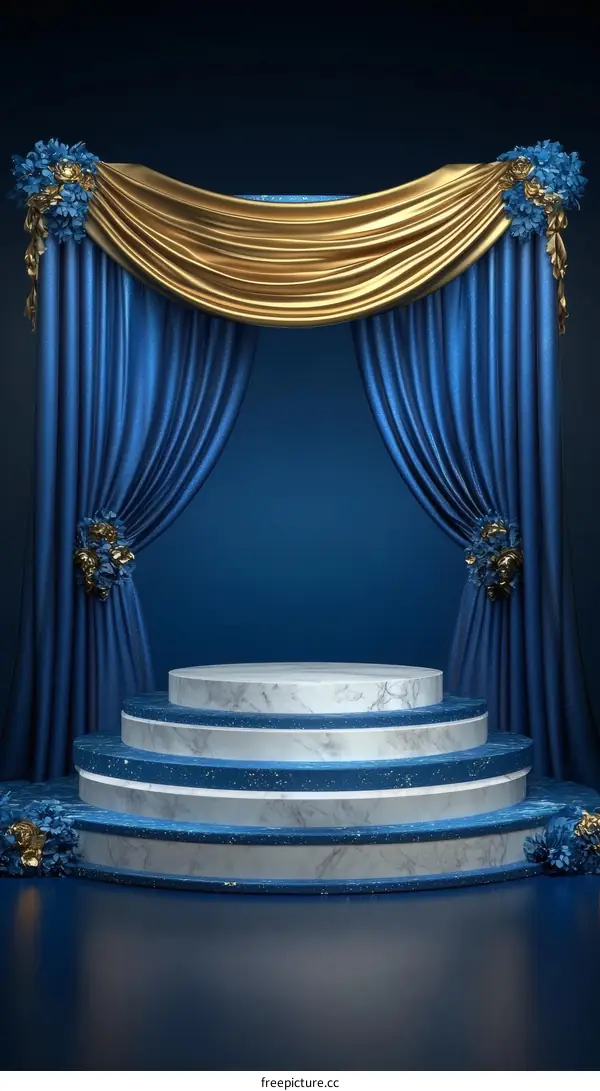 Luxury Blue and Gold Stage Product Display
