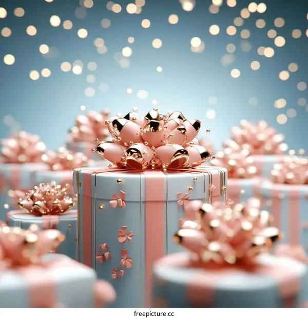 Gift Boxes with Pink Ribbon and Bow