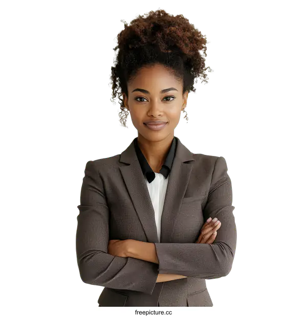 [Transparent Background PNG]Confident Black Business Woman Portrait