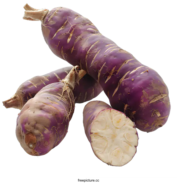 [Transparent Background PNG]Fresh Purple Daikon Radishes on White Background