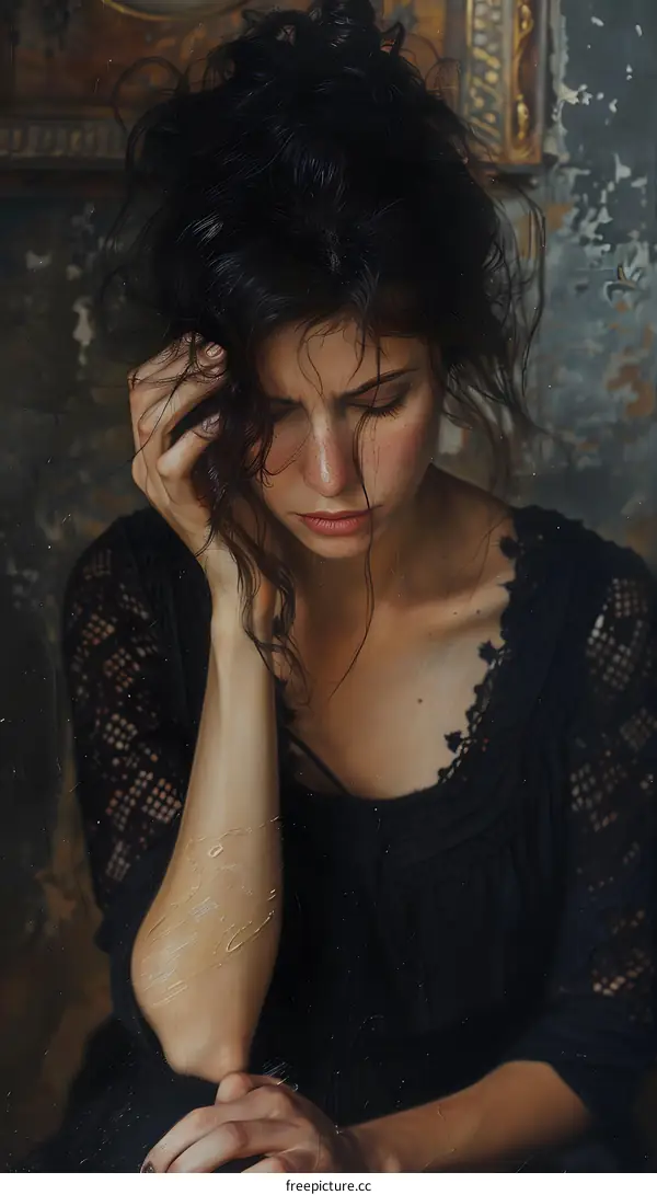 Portrait of a Woman in a Black Dress