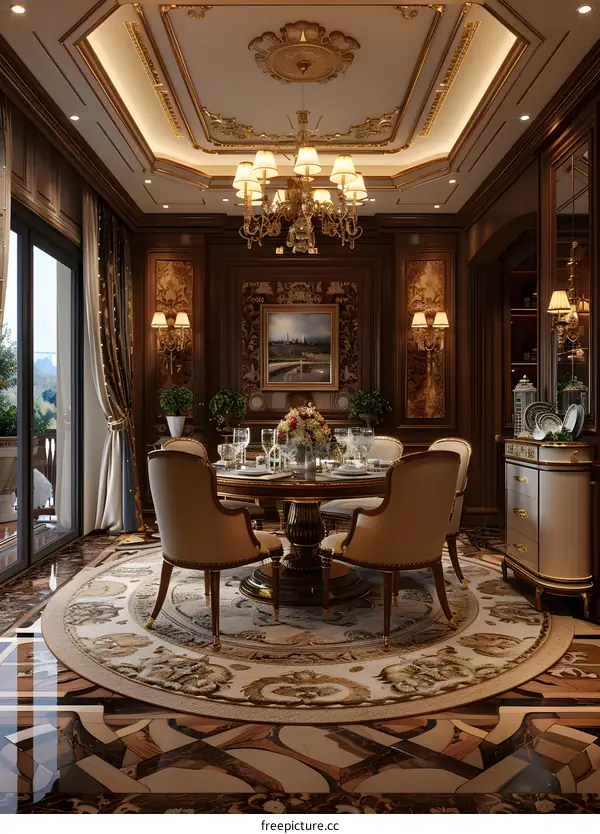 European style luxury restaurant dining room
