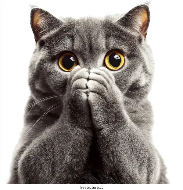 Close-up of a Shocked Grey Cat