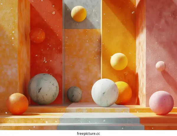 Abstract Colorful Geometric Sphere Composition