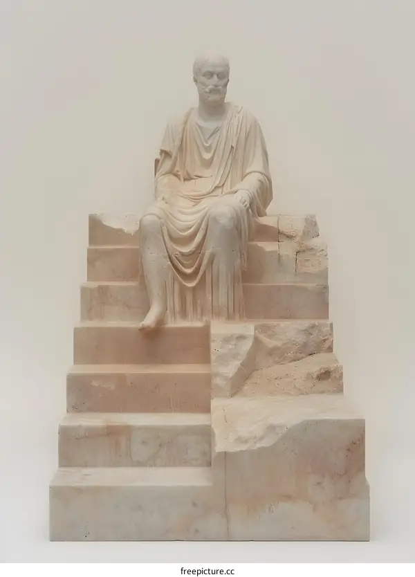 Ancient Greek Marble Statue of a Seated Man