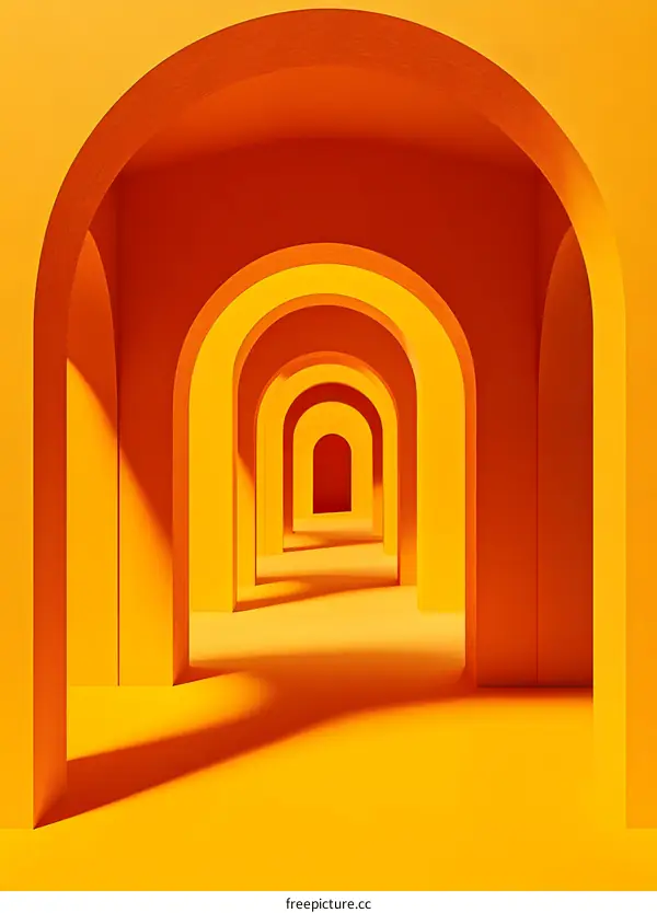 Abstract Yellow Archway Minimalist Interior Design