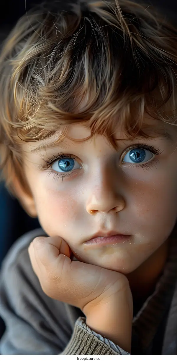 Portrait of a boy with beautiful blue eyes