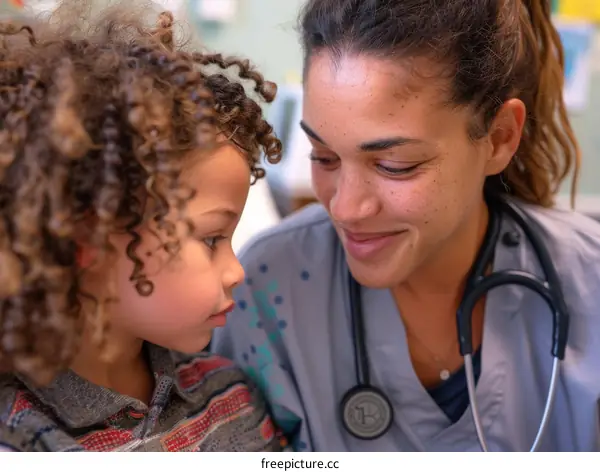 Doctor and young patient looking at each other