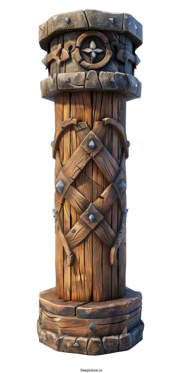 [Transparent Background PNG]Wooden Pillar Fantasy Design