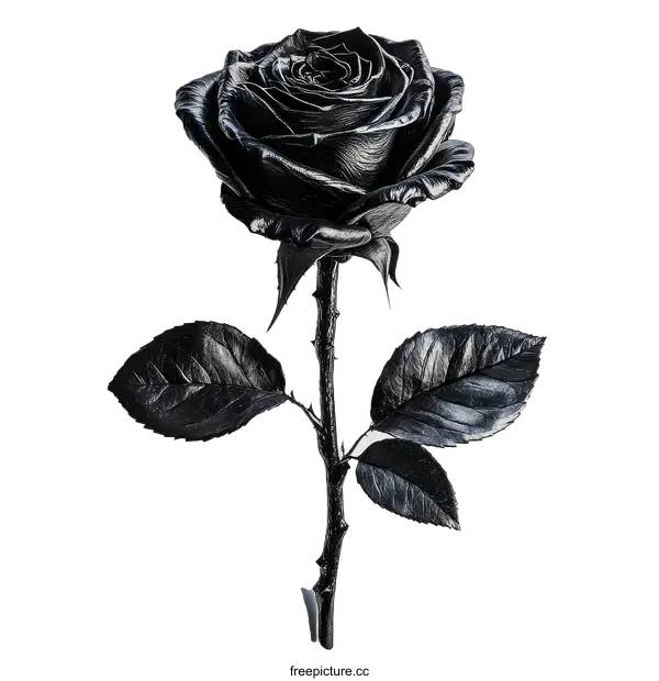 [Transparent Background PNG]Stunning Black Rose on White Background