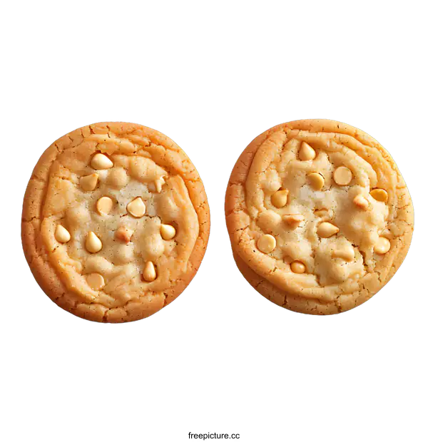 [Transparent Background PNG]Two Butterscotch Chip Cookies on White