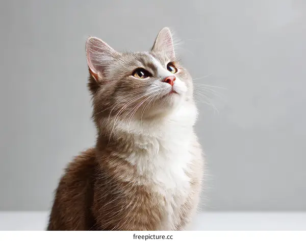 Adorable Kitten Looking Upward Portrait