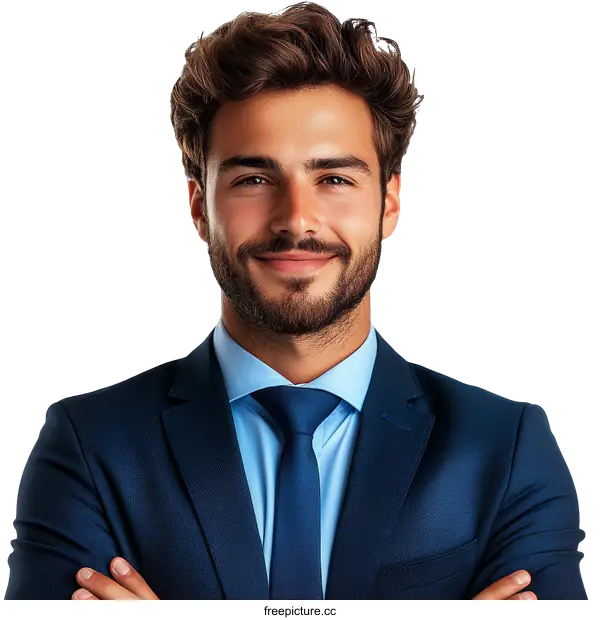 [Transparent Background PNG]Confident Businessman Portrait