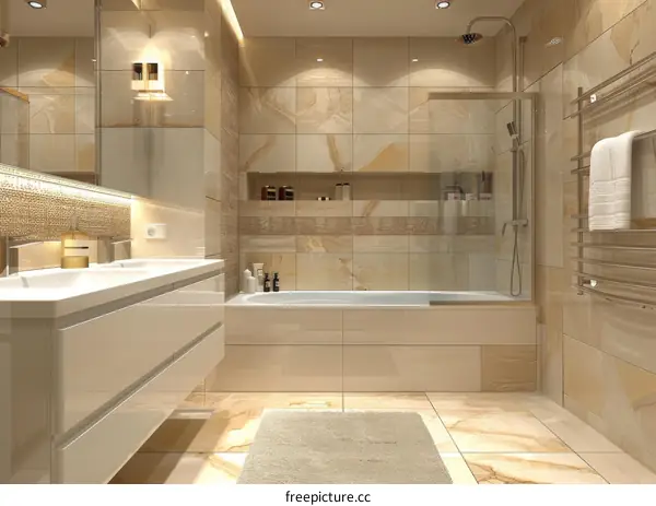 Modern Beige Bathroom Interior Design