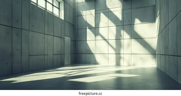Modern Concrete Interior Space with Sunlight