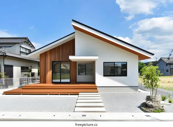Modern Japanese House Exterior with Wooden Facade