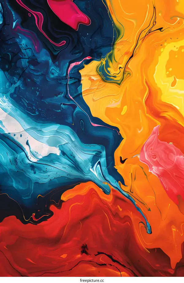 Colorful liquid acrylic painting