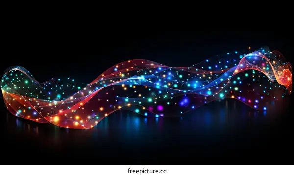 Colorful Light Particle Wave With Glowing Dots And Shiny Motion Effect