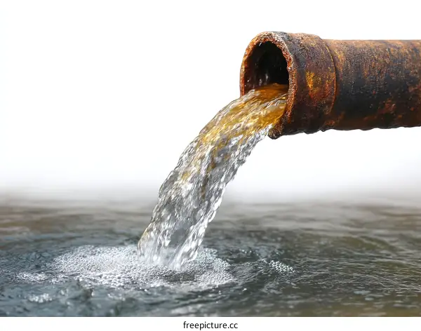 Rusty Pipe Discharge of Water into a Body of Water