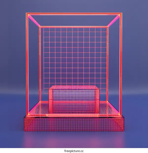 Abstract Geometric Wireframe Cube 3D Rendering