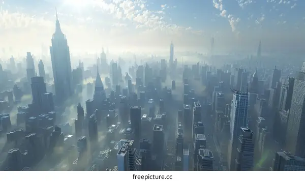Futuristic Cityscape Aerial View