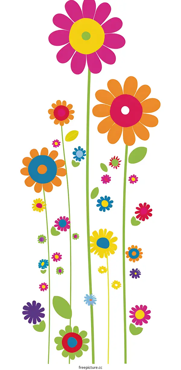 Colorful Abstract Flowers Illustration on White Background