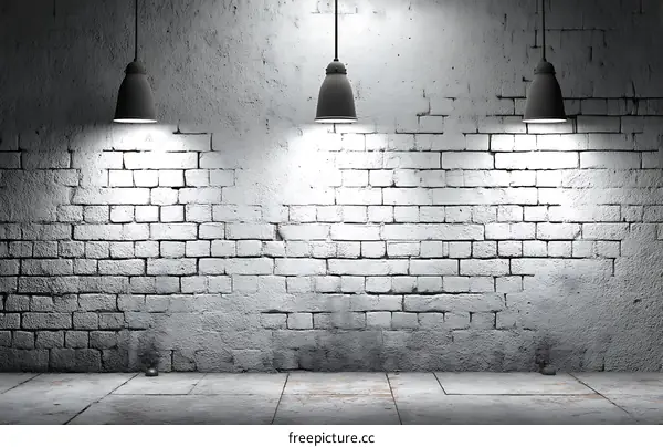 Empty Room with Illuminated Brick Wall