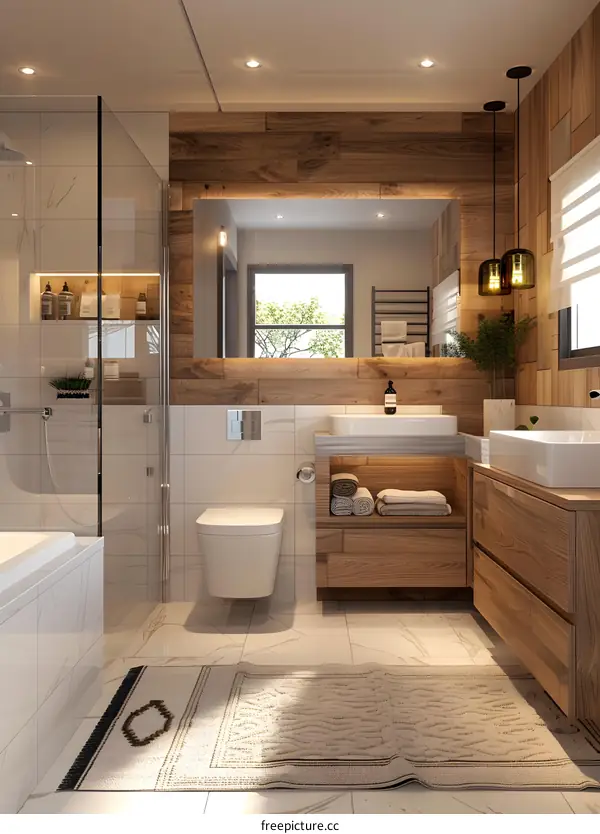 Bathroom interior with natural light