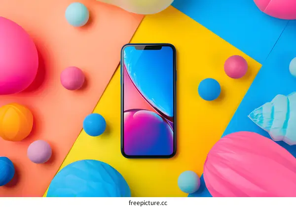 Colorful Abstract Background with Smartphone