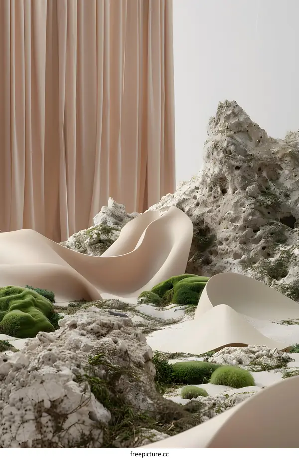 Abstract Art with Fabric and Moss