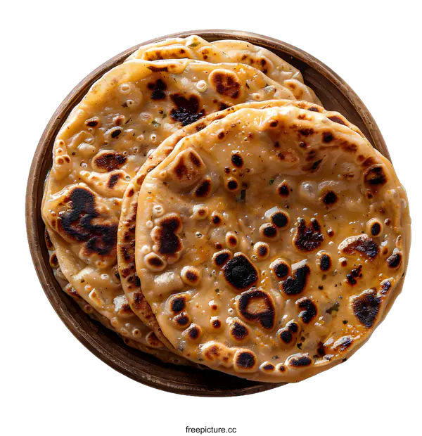 [Transparent Background PNG]Homemade Indian flatbread on a plate
