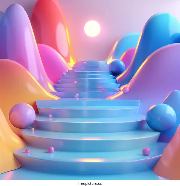 Colorful Abstract Steps and Geometric Shapes