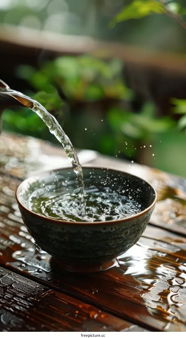 Water being poured into a bowl
