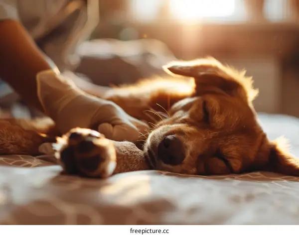 Veterinarian Examining Dog's Paw