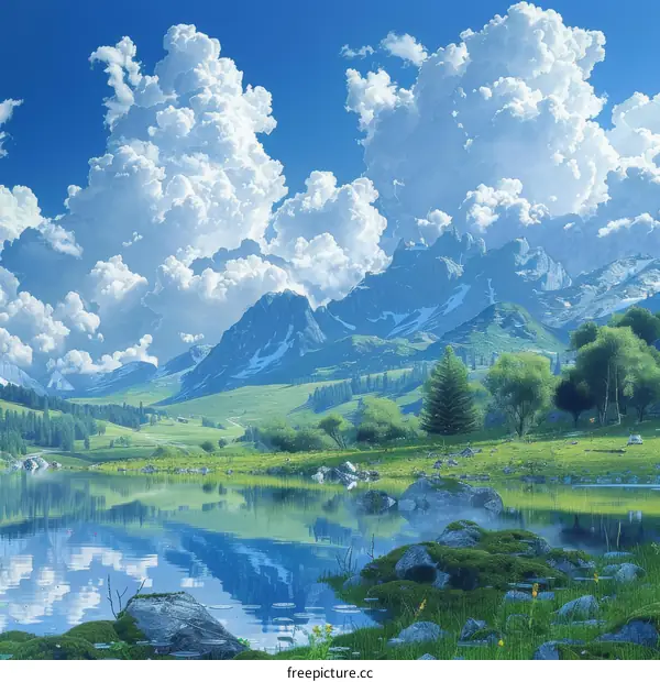 Tranquil mountain lake in the Alps